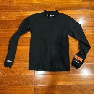 Heron Preston Black Long Sleeve Top with White Text